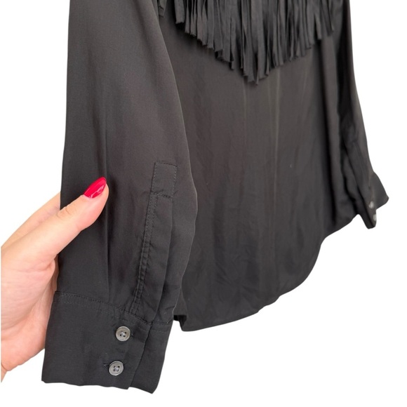 Rails Dallas Fringe Button Down Shirt Size XXS XS Black Western - Picture 7 of 9